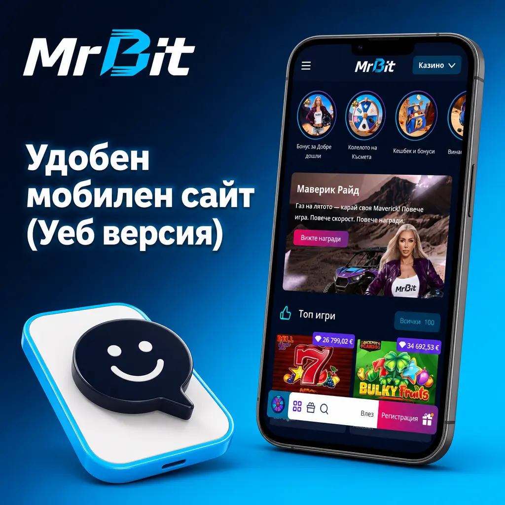 Мобилна версия на сайта без инсталация – пълна функционалност през браузъра на телефона, съвместима с Android и iOS.