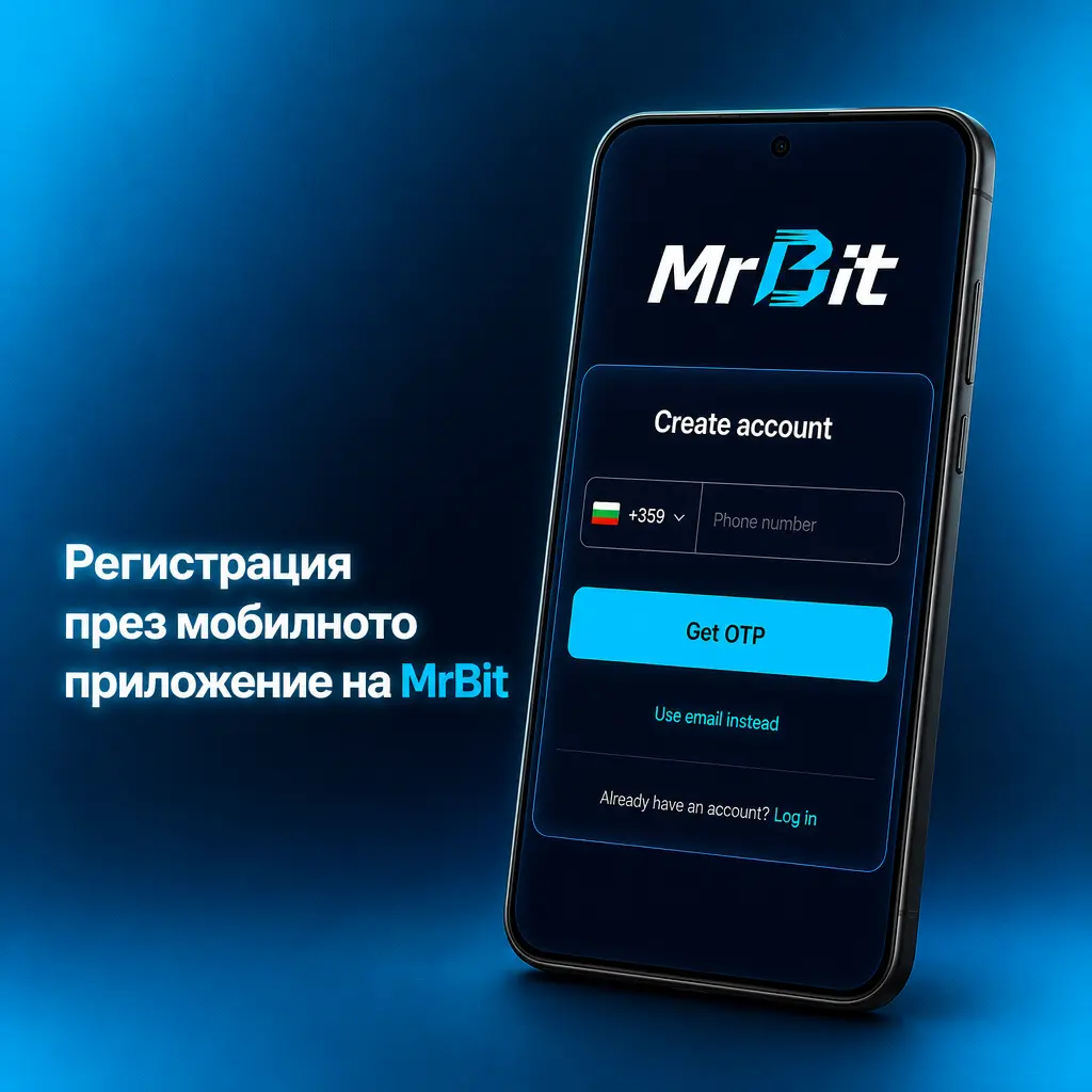 Регистрация в MrBit през PWA приложение на мобилен телефон - бърза стъпка по стъпка форма за нов акаунт