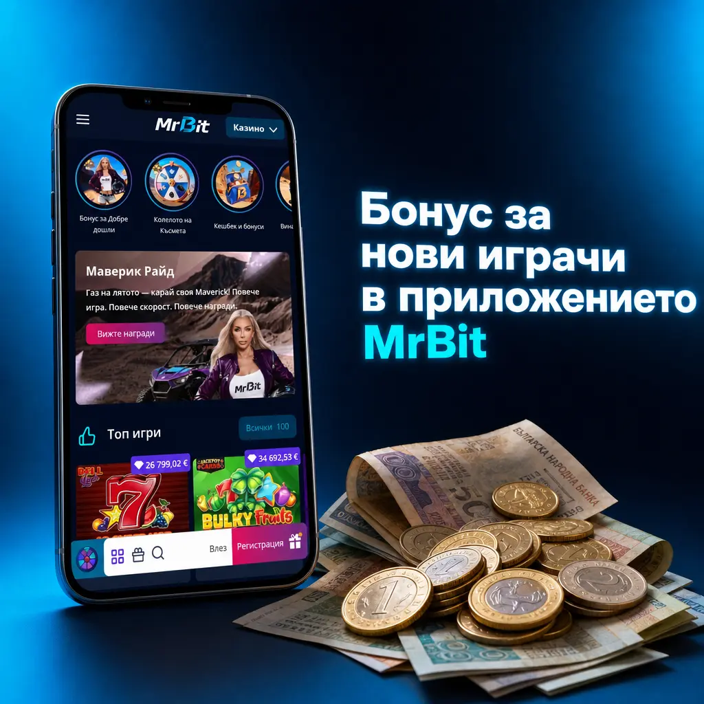 Бонус за нови играчи в приложението MrBit – Sports или Casino бонус при регистрация и депозит от 20 лв.