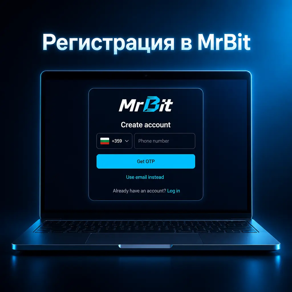 Регистрация в MrBit - форма за нов профил с бонус 100% до 100 EUR и 100 безплатни завъртания