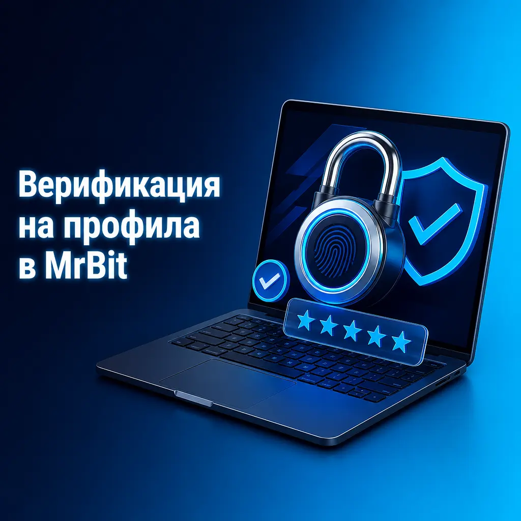 Верификация на профила в MrBit – качване на документ за самоличност преди първо теглене на средства.
